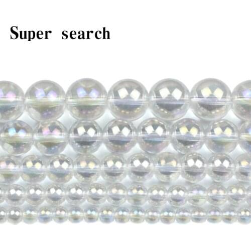 Plated color Clear transparent Crystal Stone Beads Round Loose Spacer Beads For Jewelry Making Diy Bracelet 4/6/8/10/12mm