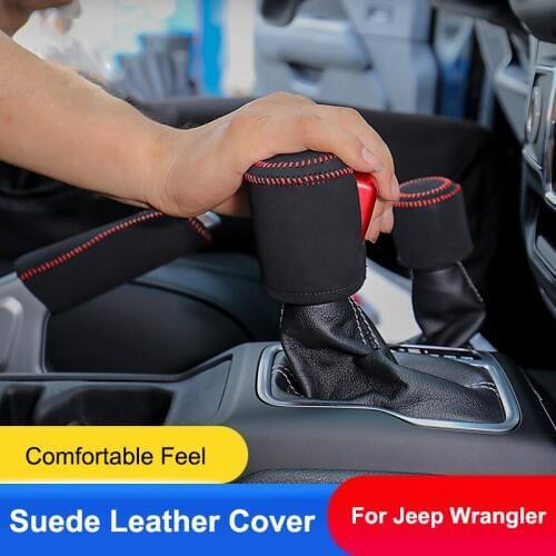 QHCP Car Handbrake Cover Automatic Transmission Head Knob Sleeves Manual Shift Head Handle Covers For Jeep Wrangler JL 2018 2019