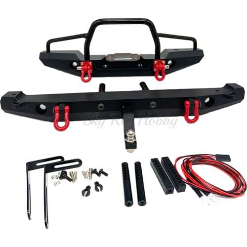 RC Rock Car Metal Front / Rear Bumper with Led Light for 1:10 1/10 Axial SCX10 90046 90047 Traxxas TRX-4 RC Crawler