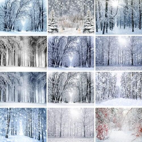 Christmas Tree Winter Forest Snowflake Baby Portrait Backdrop Snow Scene Pine Forest Photography Background For Photo Studio