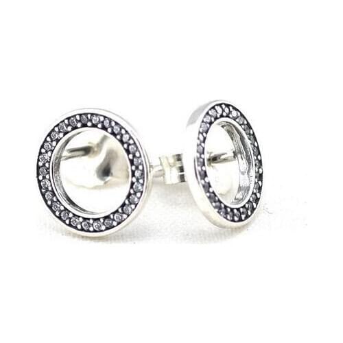 925 Sterling Silver pave clear cz circle Earrings Compatible With silver Jewelry women style fashion