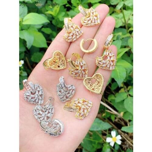 4 Pairs, Fashion Earrings 2021 Heart Crystal Earrings For Women Girl Charm Pendientes Cubic zirconia Drop Brincos 2021 Jewelry