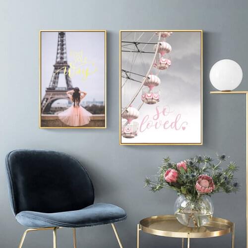 Nordic Canvas Painting Home Decor Modern Fashion Picture Wall Art Pink Beauty Flower Print Living Room Bedroom Decor Painting