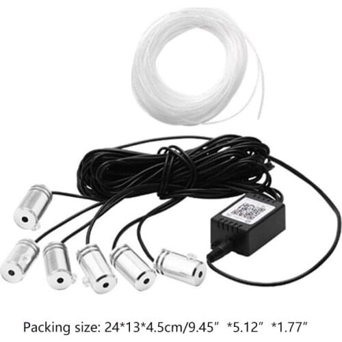 RGB LED Strips Light APP Bluetooth-compatible Control for Car Interior Atmosphere Light Lamp DIY Music 8M Fiber Optic Band