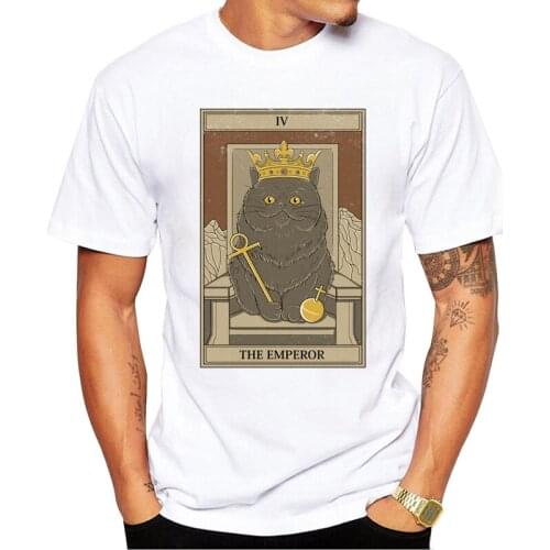 TEEHUB Newest The Emperor Men T-Shirt Short Sleeve Casual Tee Fashion Vintage Cat Printed Tshirts Hipster Tops