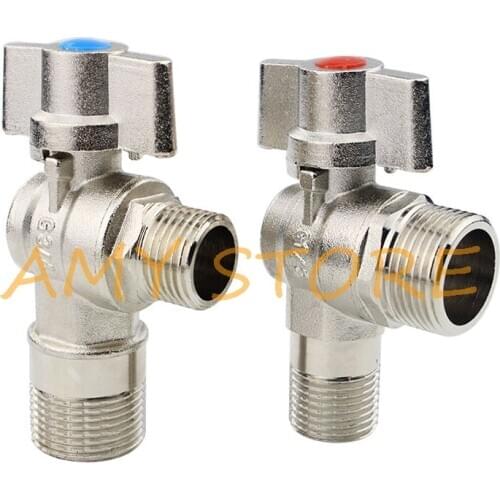 1Pc DN15 1/2" DN20 3/4"BSP Male BrassBall Core HighFlow Triangle Triangular AngleValve for Gas Water Heater Wall Hanging Furnace