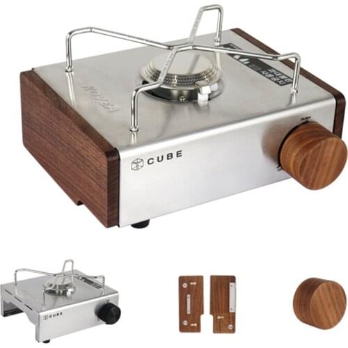 Outdoor Cassette Gas Stove Walnut Wood Portable UltraLight Windproof Wild Gas Barbecue For Camping Hiking Travel Cooker Grill