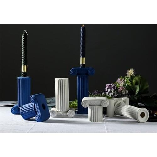 Vintage Ceramics Candle Holder Romantic Ceramic Roman Column Style Candlestick Holder for Home Decor Wedding Decoration