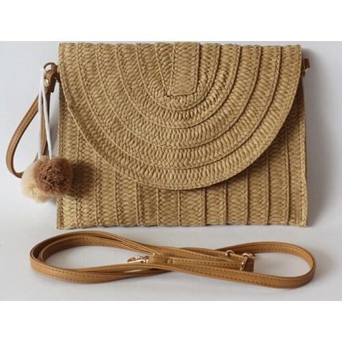 Women Girls Rattan Straw Bag Woven Square Handbag Crossbody Beach Summer Lovely Retro Straw Bohemia Beach Flap Messenger Bags