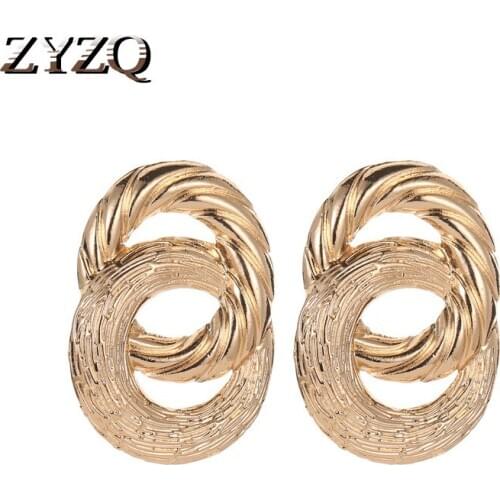 ZYZQ Fashion Personality Trendy Geometric Earrings For Women Fashion Twist Rough Pattern Design Wholesale Lots&Bulk Hot 2020