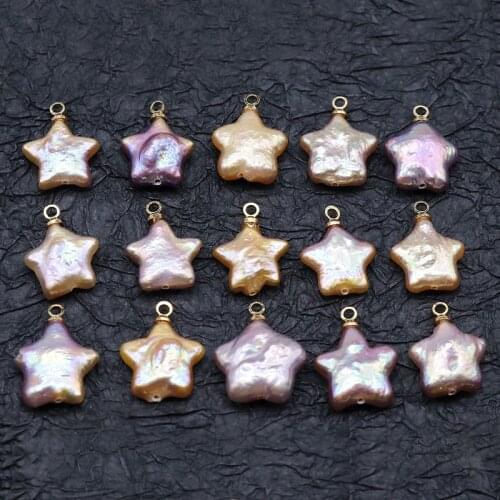 1PC 12mm Shining Purple Pink Lovely Small Star Irregular Baroque Pearl DIY for Necklace Natural Freshwater Pearl Charm Pendulum