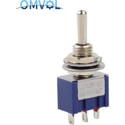 10Pcs ON-OFF-ON 3 Pin 3 Position Mini Latching Toggle Switch AC 125V/6A 250V/3A