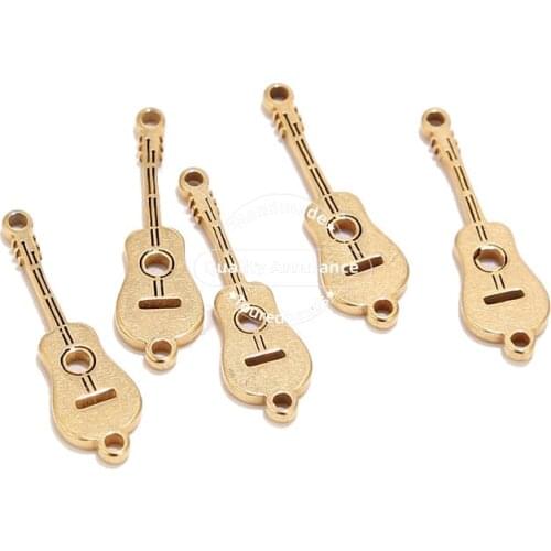 20pcs Stainless Steel Gold Music Note Guitar Charm Connectors for Jewelry Making Bracelet Pendant Links 22mm