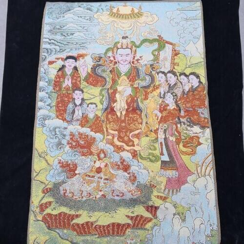 35" Thangka embroidery Tibetan Buddhism silk embroidery brocade Nepal Ksitigarbha Buddha Statue Dover statue worship