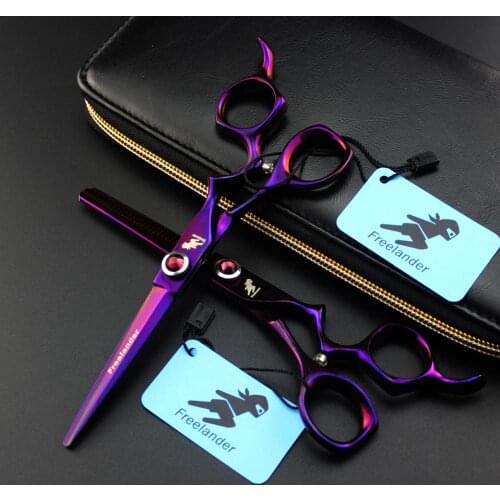 6" japan hair scissors set 440C shears barber PURPLE clippers salon hairdressing kits professional barber kit for hairdressers