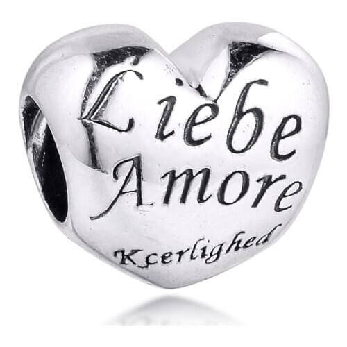 GPY Language Of Love Charms 925 Original Fit Pandora Bracelet Sterling Silver Beads for Jewelry Making DIY Kralen