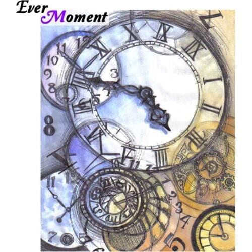 Ever Moment Diamond Painting Cross Stitch Time Clock Diamond Embroidery Stones Modern Art 5D Full Drill Square Docor ASF865
