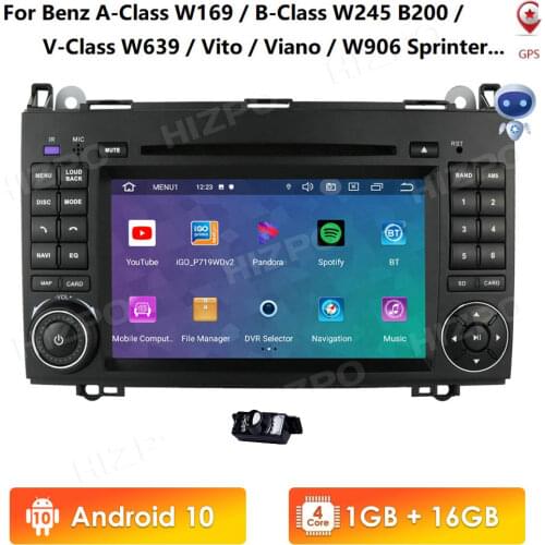 Android 10 IPS Quad Core 1G 16G Multimedia for Mercedes Benz W169 W245 Viano Vito W639 Sprinter W906 DVD RDS SWC DVR OBD2 4GWIFI