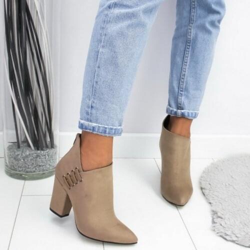 Autumn Flock Ankle Boots Ladies Shoes Sexy Pointed Toe High Heels Pumps Woman Comfortable Short Boots Fashion Shoes For Women