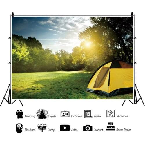 Park Grass Camping Tent Morning Portrait Photography Backdrop Decor For Photo Background Studio Photocall Props