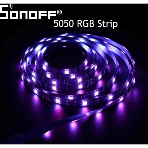SONOFF WiFi L1 Dimmable Light Strip Smart LED Waterproof 5050 RGB Strip Lights Flexible 2m/5m Kit Work With Alexa Google Home