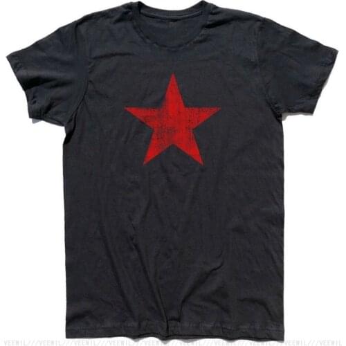 T-Shirt Uomo STELLA ROSSA Antichizzata RIVOLUZIONE Red Star Vintage Cotton Classic Unique Tops Tee Shirt