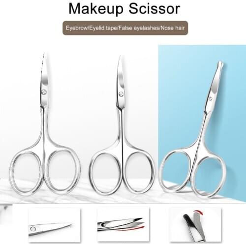 Cosmetic Scissors Round Straight Warped Sharp Mini Makeup Scissors For Eyebrow Eyelid Sticker False Eyelashes Nose Hair Cutting
