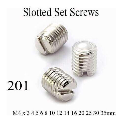 M4 x 3 4 5 6 8 10 12 16 20 25 30 Slotted Set Screws With Flat Point end Grub Screw position limit fastener 201 stainless steel