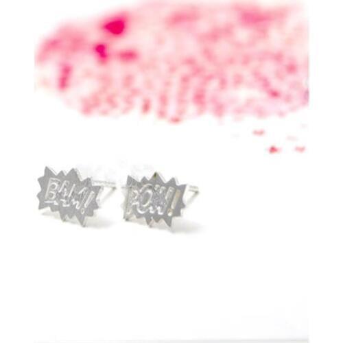 Fashion "BAM" "POW" stud earrings, onomatopoetic words explosion sound stud earrings