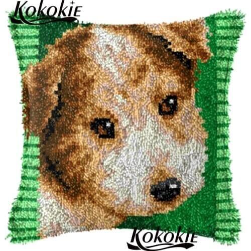 Latch Hook rug making kits dog printed cross stitch embroidery needlework sets 3d cushion mat Crocheting Rug Yarn Pillowcase
