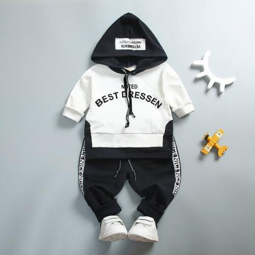 Original single childrens clothing boy suit spring and autumn childrens cotton hoodie two-piece boy fashion suit