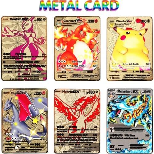 Pokemon Cards Metal Card V Card Pikachu Charizard Golden Vmax Card Collection Gift Kids Game Collection Cards