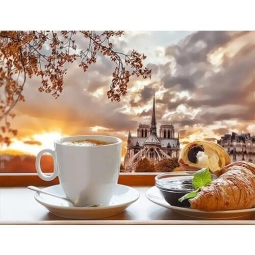 Frame Picture Diy Painting By Numbers Kits Fantasy Coffee cup Landscape Paint By Numbers For Adults Diy Gift Home Decoration