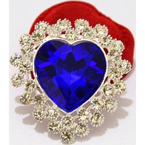 Silver Color Big Blue Heart Crystal Exquisite Wedding Bridal Brooch 2015 New High-grade Gift Ocean Heart Brooch
