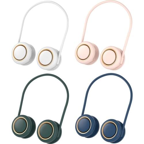 Neck Fan Portable Quiet USB Recharging Mini Air Cooler 3 Speeds Outdoor Sports Home Yoga Fans for Summer Air Cooling