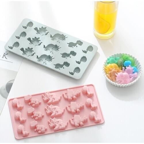 15 Lattice Food Silicone Cute Dinosaur Model Cake Candy Chocolate Ice Cube Mold Kitchen Tools Baking Tools