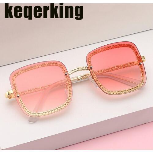 New Fashion Square Aviation Style Sunglasses Men Women Cool Tint Ocean Lens Brand Design Sun Glasses Frameless Oculos De Sol