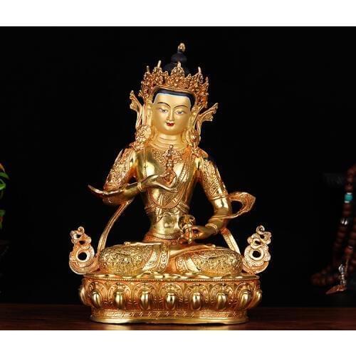 Special Offer 33CM large HOME family efficacious Talisman Buddhism Gilding Gold-plated Vajrasattva mahasattva Buddha statue