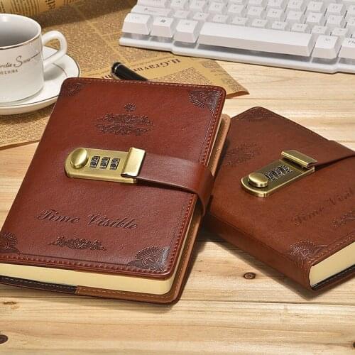 B6 Vintage Notebook Password Book with Lock Creative School Office Supplies Stationery Personal Diary Journal Cover Planner
