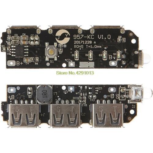 5V 2.1A 3 USB Power Bank Battery Charger Module Circuit Board Step Up Boost DIY Drop Shipping Support