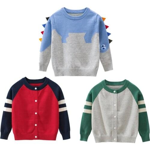Knitted Sweater Boys Long Sleeved Clothes Autume Kids Clothing Cartoon Dinosaur Children Sweatshirt Fashion Tracksuit 2020 New