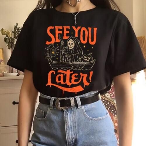 Summer Women T-shirt Fun vintage cute Black kpop ropa gothic print korean Harajuku Hip hop bf dropshipping tee top clothes punk