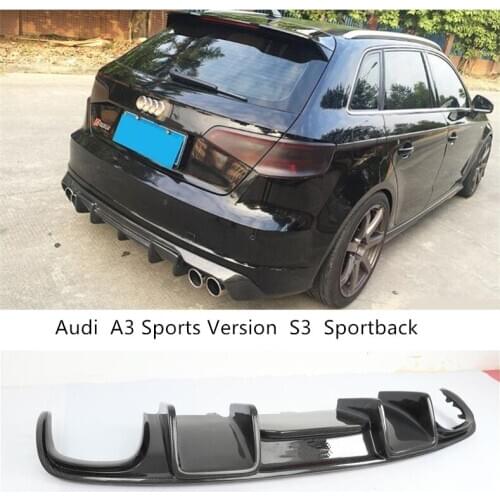 For Audi A3 S3 Sportback 2014 2015 2016 Carbon Fiber Rear Diffuser Lip Spoiler High Quality Bumper Car Accessories