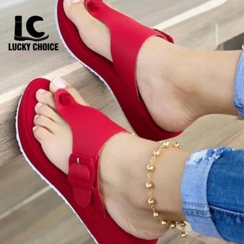 Women Wedge Sandals Summer Casual Muffin Platform Flip Flops Ladies lucky choice Sandals Party Peep Toe Sandals Sandalias Mujer