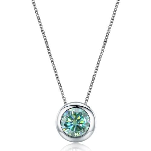 GEMS BALLET 925 Sterling Silver Rose Gold Pendant For Women Round 0.5ct Green Moissanite Gemstone Pendant Necklace For Wedding