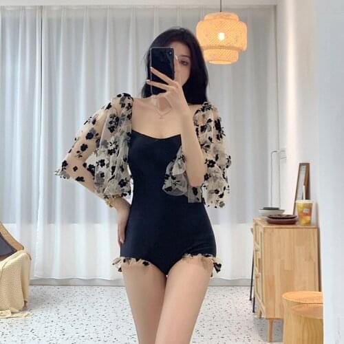 Plus Size One Piece Swimsuit Beach Wear Women Push Up Beachwear Female 2021 New Korean Print Polyester Sierra Surfer Swimwear