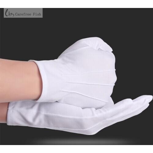 1pair Three-strength white labor insurance thin etiquette reception wenwan circling parade military security performance gloves