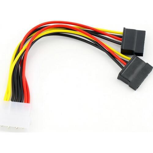 1pcs Serial ATA SATA 4 Pin IDE Molex to 2 of 15 Pin HDD Power Adapter Cable Hot Worldwide Promotion