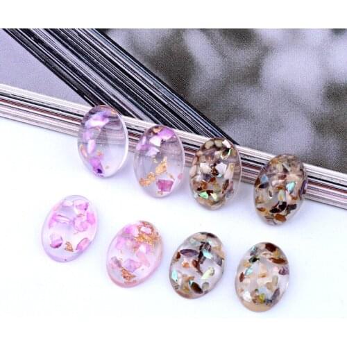 10pcs Oval Natural Shell Resin Cabochon Bead Earring Jewelry Findings Brooch Pendant Base Ring Settings Beads Diy Accessory F708