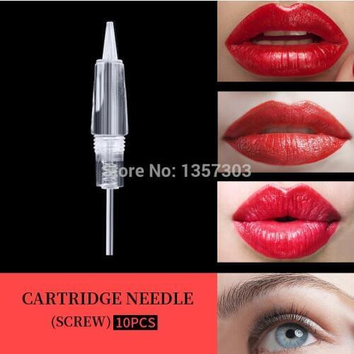10pcs (Screw) 8mm Cartridge Needles Permanent Makeup Eyebrow Lips Micro Needles